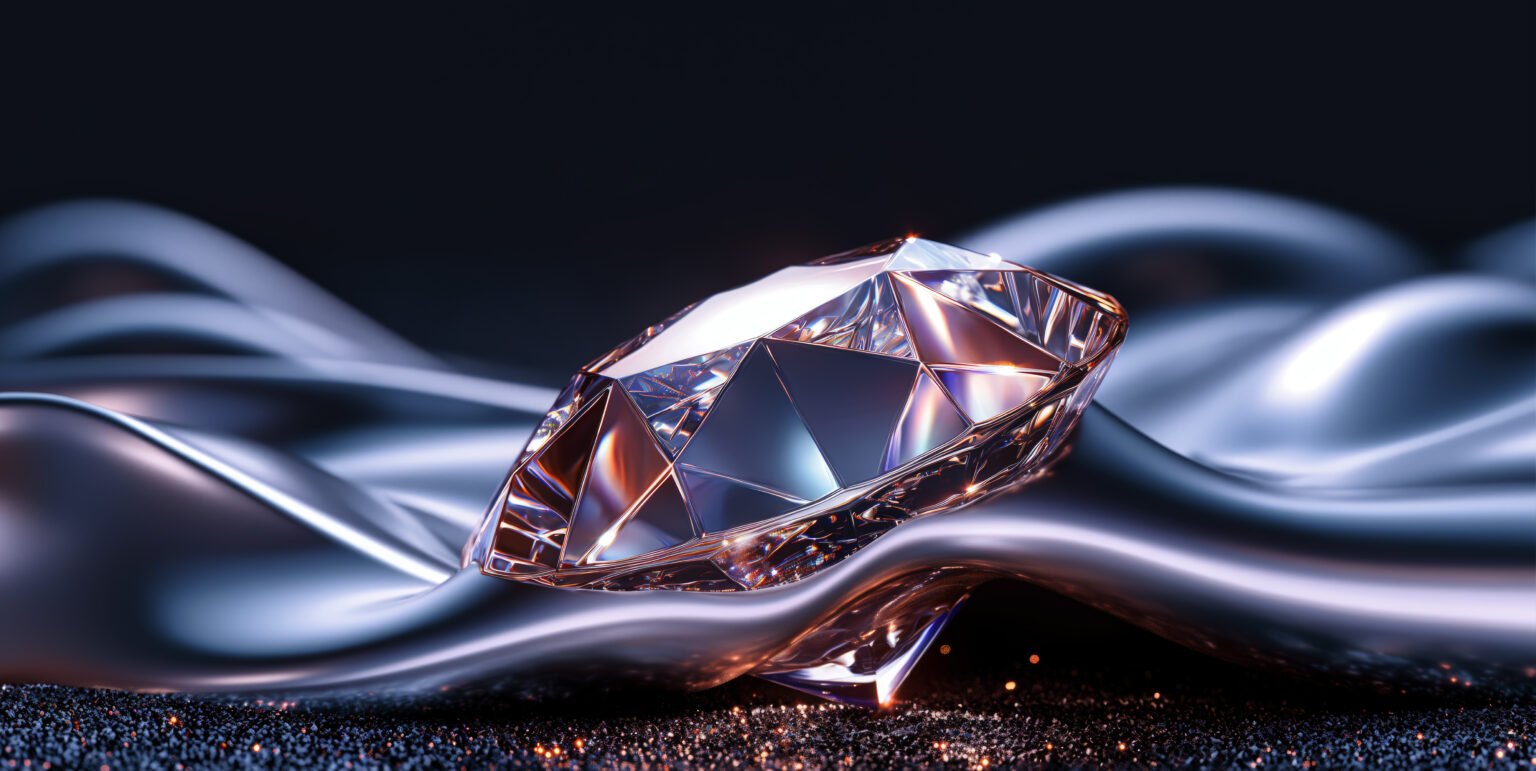 Diamant auf silberner Welle (KI-Bild)
